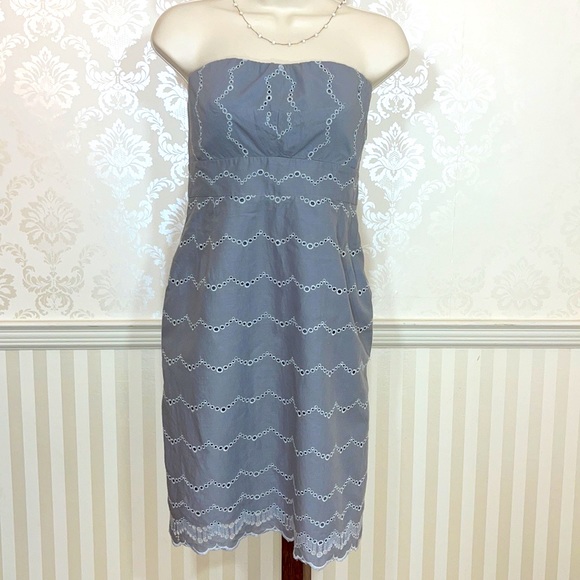 J. Crew Dresses & Skirts - J. Crew Grey Eyelet Strapless Dress